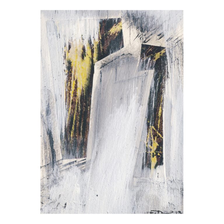 5 - 2013, bois gravé, collage, encre et acrylique, 15 x 10 cm