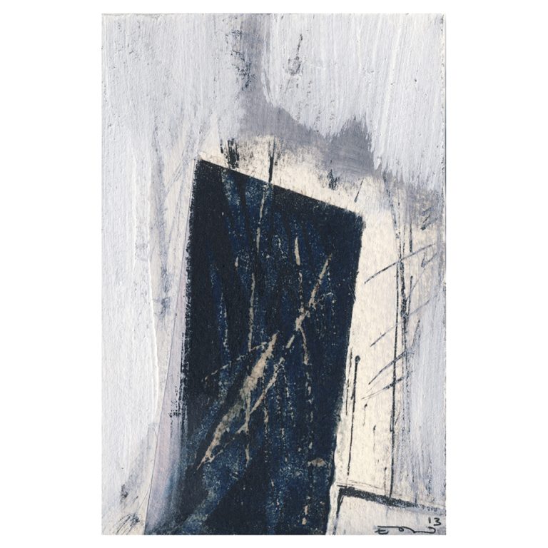 6 - 2013, bois gravé, collage, encre et acrylique, 15 x 10 cm