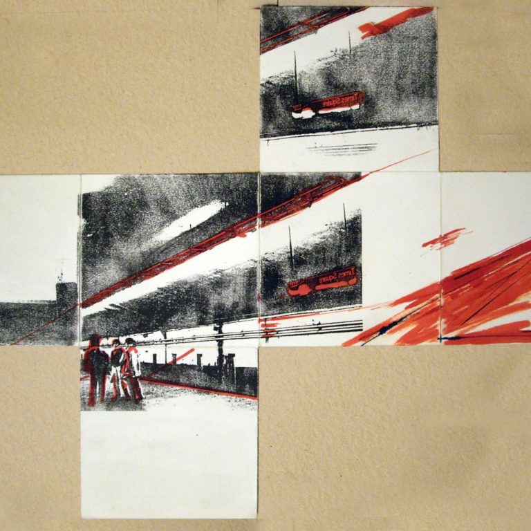 SQUARE TIME 1989, photocopie transférée et encre sur papier, pliage 6 (15 x 15 cm)