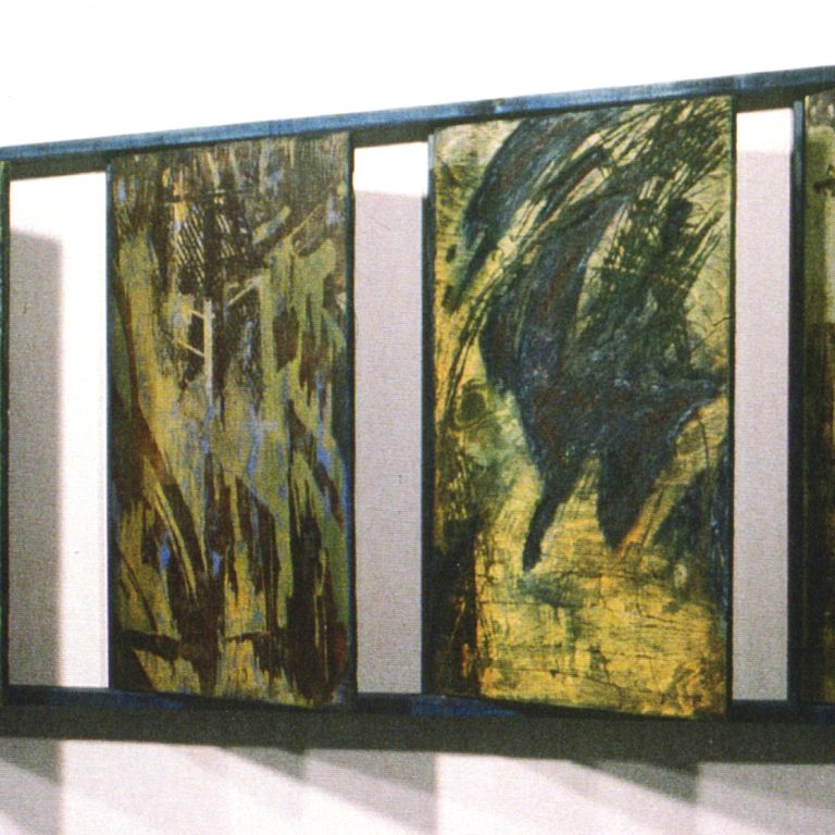 Trous de mémoire - 1997, bois gravé, épreuves marouflées au dos des matrices, techniques mixtes, 68 x 117 x 38 cm