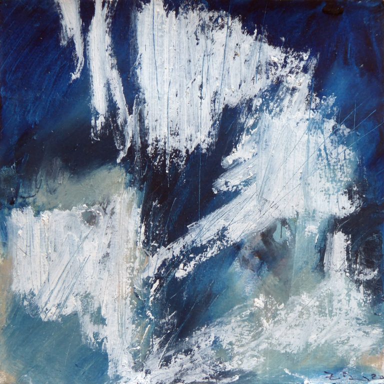 sans titre - 2020, bâton à l'huile, techniques mixtes sur papier, 22 x 22 cm