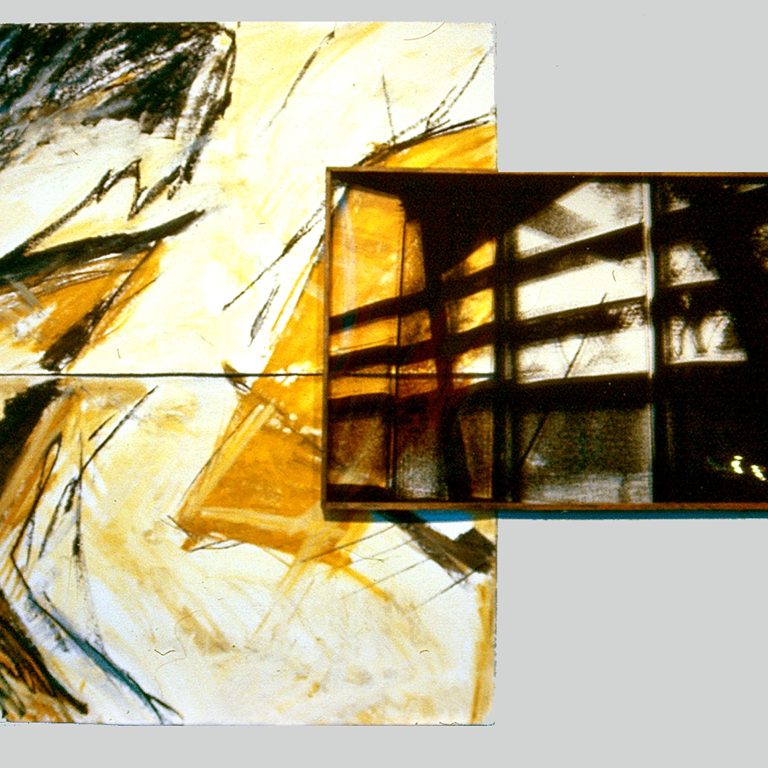 REPÈRES 1999, huile sur papier, photocopie sur acétate 195 x 220 cm