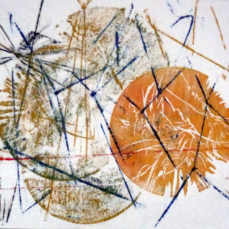 Jeux 3 - 2017, monotype : bois gravé, frottage, impression en relief 35,6 x 52 cm